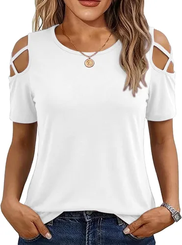 Miniatura 21 de Jar of Love Camisetas de manga corta para mujer con hombros descubiertos Tops de primavera y verano ajustadas túnica 2026