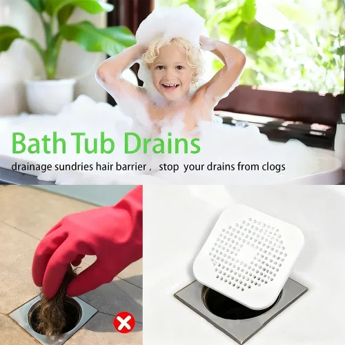 Miniatura 7 de Atrapapelos de Silicona para Desagüe de Ducha, Paquete de 2 Protectores de Desagüe de Silicona y Cubierta de Desagüe de Ducha, Colador de Desagüe