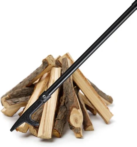 Póquer de fuego para hoguera, póquer de chimenea de 32 pulgadas, póquer largo resistente para chimenea, camping, estufa de leña, uso en exteriores e