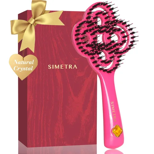 Miniatura 17 de SIMETRA Cepillo de pelo Lucky para mujeres y hombres, cepillo desenredante chapado en oro de 14 quilates, cepillo desenredante para todo