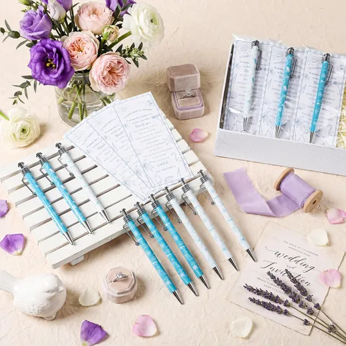 Miniatura 7 de Tenceur Juego de 30 bolígrafos retráctiles de tinta negra para invitados de boda en la playa, regalos de boda, regalos de boda, suministros