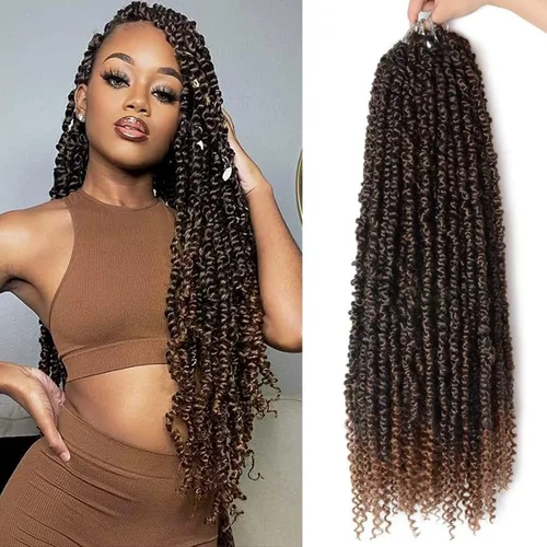 Miniatura 32 de Pelo de Passion Twist – 8 paquetes de 18 pulgadas Passion Twist Crochet para mujeres, cabello rizado pretrenzado Passion Twists extensiones de #2