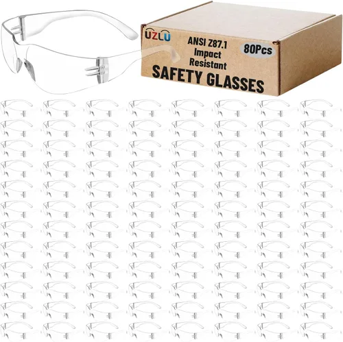Miniatura 17 de 50 lentes de seguridad unisex a granel de 8 colores transparentes con ANSI Z87.1, resistentes a impactos y arañazos, lentes de sol de seguridad