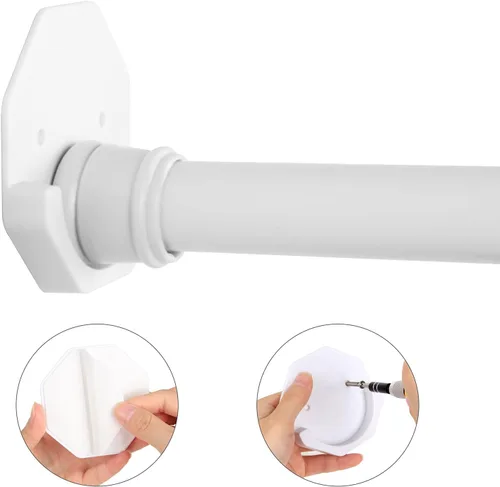 Miniatura 4 de Soporte para cortina de ducha, paquete de 2 soportes adhesivos para colgar en la pared, soportes de barra de tensión para colgar cortinas de baño