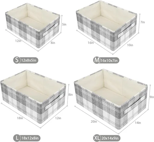 Miniatura 6 de ANMINY Paquete de 2 cestas de almacenamiento extragrandes para estantes, 20 x 14 pulgadas, plegables, de tela, lavables, canastas de almacenamiento