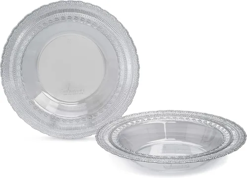 Miniatura 14 de Paquete de 240 platos, platos desechables de plástico extra pesados para fiesta de boda vintage (plato llano de 11 pulgadas, blanco castillo)