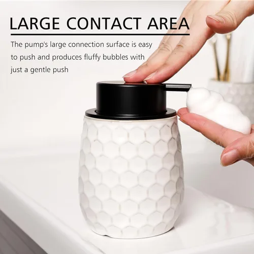 Miniatura 4 de Dispensador de jabón espumoso, dispensador de jabón de manos de espuma de cerámica de 12 onzas con diseño de panal para cocina o baño, dispensador