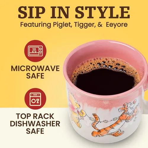 Miniatura 3 de Taza de Campista de Cerámica con Esmalte Reactivo Silver Buffalo Winnie the Pooh con Piglet, Tigger y Eeyore, 20 Onzas Grupo Winnie the Pooh