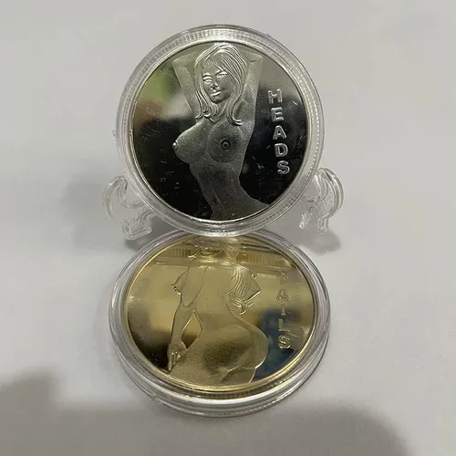 Miniatura 3 de Hot Women Sexy Novedad Stripper Challenge Coin Heads Tails Challenge Token Coin Lucky Funny Gifts para hombres marido novio