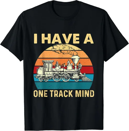 Camiseta con texto en inglés "I Have A One Track Mind - Trainspotter Model Train Railroad, Negro, S