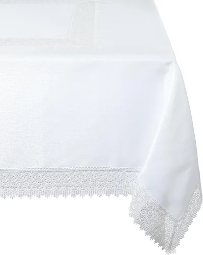 Miniatura 4 de Violet Linen Treasure - Mantel rectangular de encaje, 52 x 70 pulgadas, color blanco