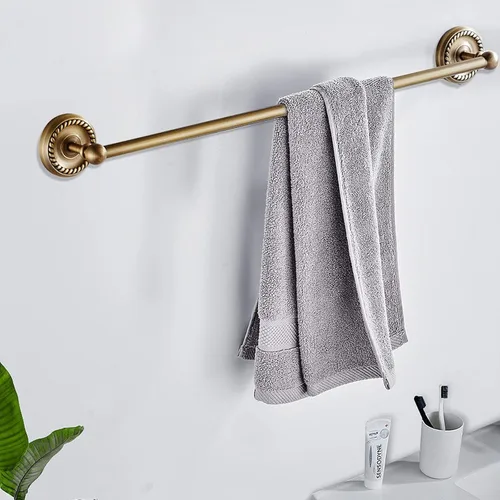 Miniatura 6 de Juego de 4 accesorios de baño de latón antiguo dorado – Toallero de 24 pulgadas, accesorios de baño de latón antiguo – Juego de accesorios de baño