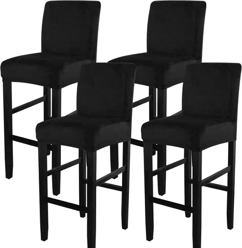 Miniatura 53 de SearchI Juego de 4 fundas para taburetes de bar, fundas de asientos de taburetes elásticas y lavables, fundas para sillas de altura de mostrador