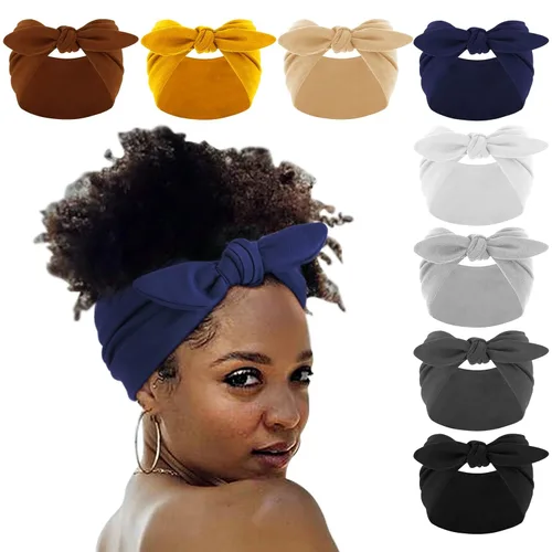 Miniatura 13 de DRESHOW 8 unidades de diademas ajustables con nudos antideslizantes elásticas, bandas de pelo de yoga para mujeres y niñas en colores sólidos