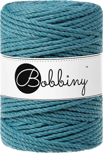 Miniatura 7 de Bobbiny Cordón de macramé XXL de 0.197 in y 3 capas (aguamarina), 108 yds/330 pies (100% algodón reciclado)