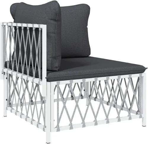 Miniatura 4 de 4-Piece Patio Lounge Set with Cushions White Steel Outdoor Furniture Set for Balcony Porch Garden Small Space Modern Conversation Seating White/2x