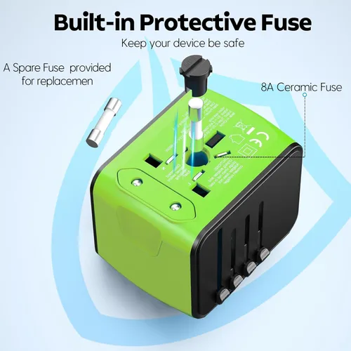 Miniatura 6 de JMFONE Adaptador de viaje internacional, 2 puertos USB-C y 2 puertos USB-A y enchufes de CA múltiples, adaptador de corriente universal en todo el 2