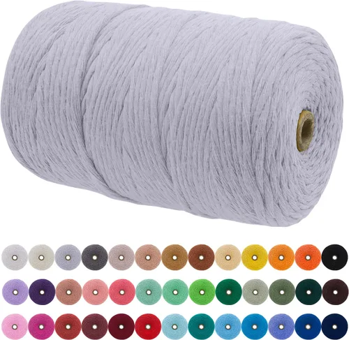 Miniatura 29 de JeogYong Cordón de macramé de un solo hilo 2mm x 164 yardas (492 pies) Cuerda de algodón suave, hilo de macramé 2 mm, suministros de macramé