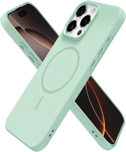 Miniatura 123 de oakxco Funda de silicona Mag Safe para iPhone 17 Pro Max, funda magnética delgada y fina compatible con carga inalámbrica MagSafe, bonita funda Negro