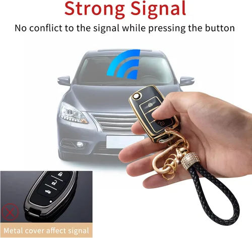Miniatura 3 de Gematay Funda protectora para llavero VW Volkswagen con cordón para llavero, compatible con VW Jetta Golf Polo MK7 Passat Beetle Smart Key Case