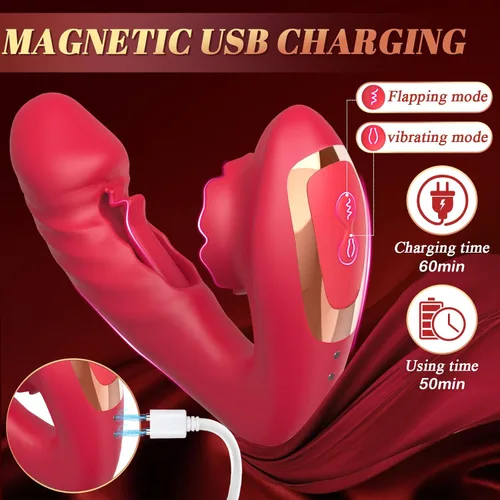 Miniatura 6 de G Spot Vibrador con aletas para mujer, bragas vibradoras con 10 modos de vibración y aleteo, pezones de clítoris, juguetes sexuales