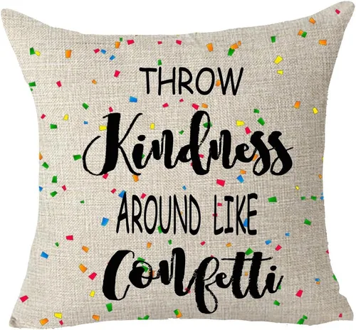 Miniatura 5 de Blessing Quote Throw Kindness Around Like Confetti Motivation Gifts Funda de cojín cuadrada decorativa Funda de cojín de algodón y lino
