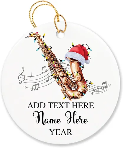 Miniatura 28 de Adorno de Navidad personalizado de acordeonista que toca acordeón, nombre personalizado y año, adorno de Navidad para acordeonista, instrumento
