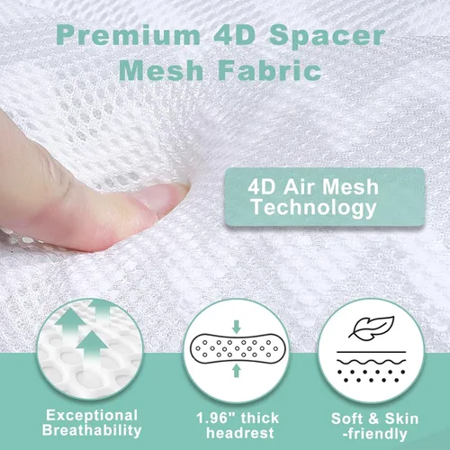 Miniatura 3 de Almohada de baño para bañera, almohada de bañera, almohadas de baño para soporte de cuello y espalda, tela de malla 4D, fuerte succión impermeable
