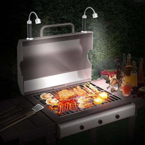 Miniatura 7 de FIREOR - Accesorios de iluminación para parrilla de barbacoa para exterior, luces LED magnéticas para BBQ con cuello de ganso flexible resistente a
