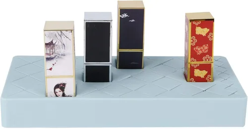Miniatura 3 de Organizador de lápiz labial, organizador de maquillaje acrílico de 24 ranuras para lápiz labial, pinceles, botellas y más (azul)