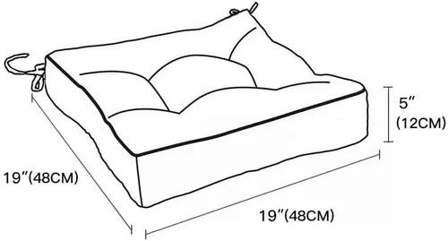 Miniatura 6 de ARTPLAN Cojín de asiento para exteriores, cojín cuadrado grueso para silla de mimbre de patio con lazo, juego de 2, 19 x 19 x 5 pulgadas, beige