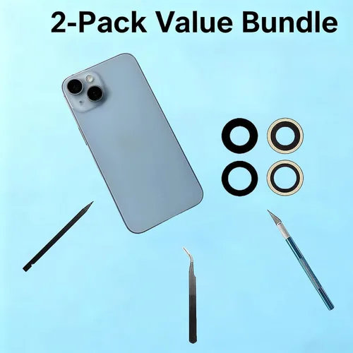 Miniatura 5 de 2 piezas 14/14 Plus de repuesto para lente de cámara trasera trasera para iPhone 14/iPhone 14 Plus, fundas de lente de vidrio traseras de repuesto