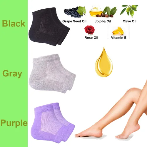 Miniatura 5 de Calcetines de talón de gel hidratantes ventilados, 3 pares de calcetines de spa sin dedos para tratamiento de cuidado de pies, talones agrietados