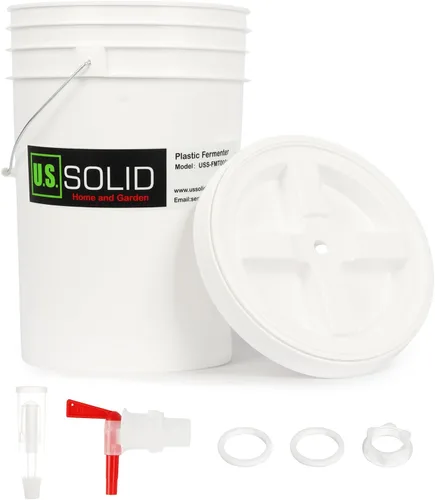 Miniatura 8 de U.S. Solid Fermentador de plástico – Cubo de fermentación de grado alimenticio de 5 galones fermentador de elaboración casera con espita y esclusa