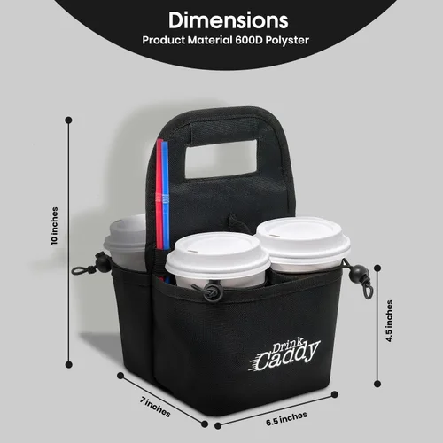 Miniatura 4 de Organizador de bebidas portátil para bebidas y portavasos de café reutilizable, bolsa plegable de 4 tazas con bolsillos organizadores, asegura