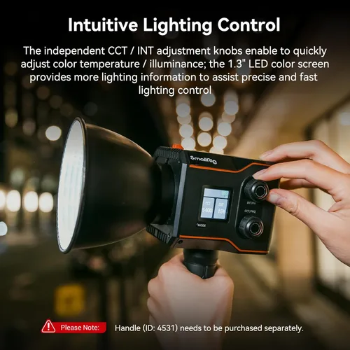 Miniatura 4 de SmallRig Luz de Video RC 60B COB, Batería de 49Wh, 45 Minutos de Funcionamiento, 63W 11200lux CRI 97+ Luz de Video LED Bicolor, Luz de Salida 60B