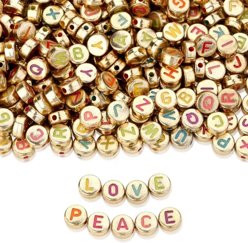 Miniatura 11 de ZHIYUXI - 1500 piezas de cuentas de letras de acrílico para pulseras de la amistad, cuentas de alfabeto para pulseras, collares, fabricación