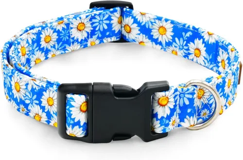 Miniatura 13 de Tunkoo Collar de perro de flores de margarita, bonito collar floral ajustable para perros machos y hembras con hebilla de plástico fuerte