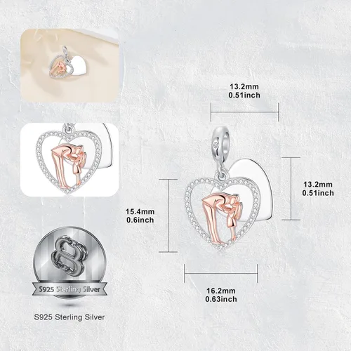 Miniatura 98 de PROESS Dije para padre, madre e hija, pulsera de plata de ley para pulseras, regalos de cumpleaños, día de San Valentín, para hija, madre, amante