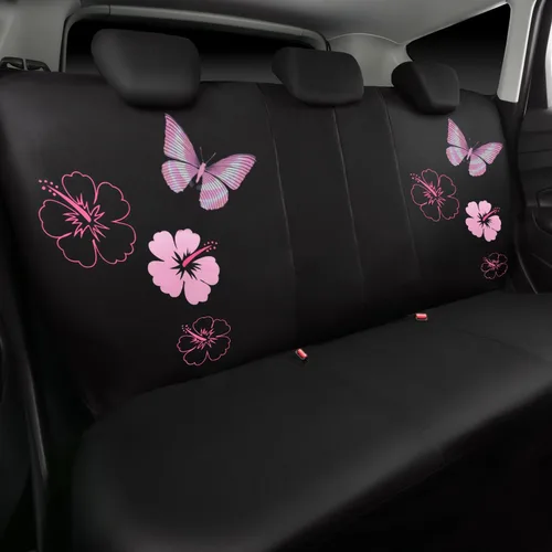 Miniatura 8 de CAR PASS Juego de fundas universales para asiento delantero de automóvil, diseño de flores bordadas, impermeables, fundas para volante, mariposa