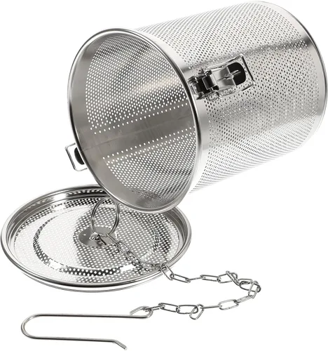 Miniatura 4 de Hemoton Cesta de sopa de condimentos de acero inoxidable de 6.29 x 5.51 x 5.51 pulgadas, colador de especias de malla fina con cadena larga