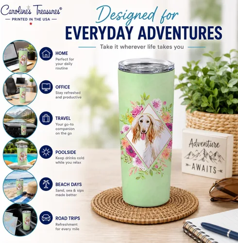 Miniatura 6 de Caroline's Treasures CK4270TBL20 - Vaso delgado de acero inoxidable de 20 onzas con aislamiento al vacío de doble pared, reutilizable