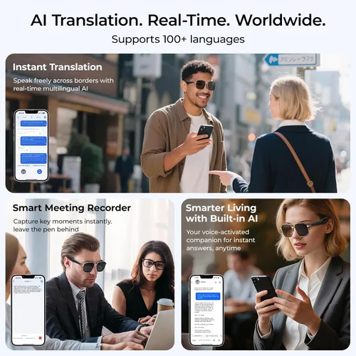Miniatura 4 de Lentes inteligentes con inteligencia artificial con traducción de más de 100 idiomas, Bluetooth 5.4 con GPT de chat, lentes de filtro de luz azul