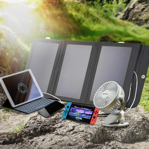 Miniatura 6 de ALLPOWERS Cargador de panel solar plegable de 21 W y 5 V, kit de carga solar SP002 con 3 salidas USB y 2 entradas USB, panel solar portátil
