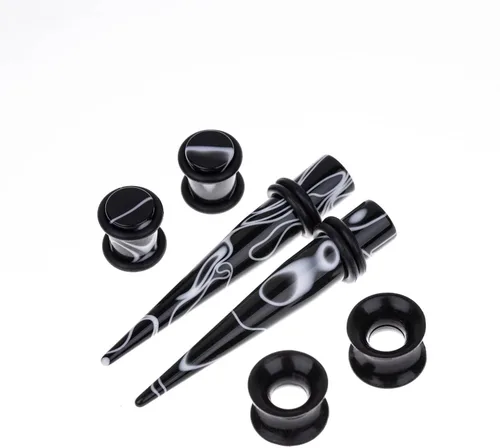Miniatura 2 de Juego de 50 piezas de estiramiento de oreja 14 calibres 00 pendientes de mármol acrílico cónico piercing conjuntos de joyería