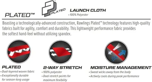 Miniatura 4 de Rawlings Pantalones de béisbol para hombre de la serie Launch Corte semirelajado de longitud completa Tallas para adultos Ribetes Varios
