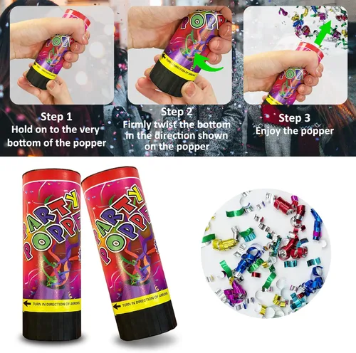 Miniatura 3 de 20 piezas de cañones de confeti para fiestas, poppers para bodas, cumpleaños, graduaciones, baby shower, aniversarios, Navidad y celebraciones de 20