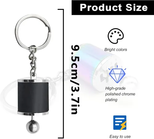 Miniatura 2 de Stymart Llavero de palanca de cambios – Caja de cambios de 6 velocidades, mini llavero de palanca de cambios para coche, accesorio para llavero Negro