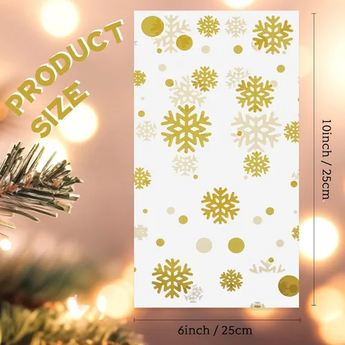 Miniatura 2 de Outus 100 piezas de bolsas de regalo de Navidad con copos de nieve y Santa Claus, bolsas planas de celofán de plástico para pastelería, galletas