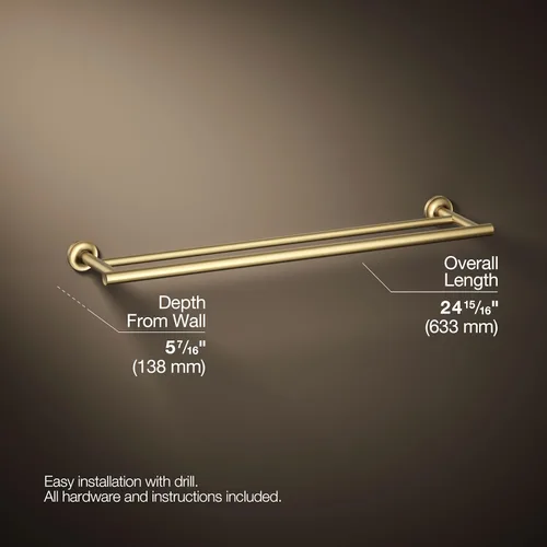 Miniatura 4 de Kohler 14375-2MB Purist® - Toallero doble de 24 pulgadas, latón cepillado vibrante